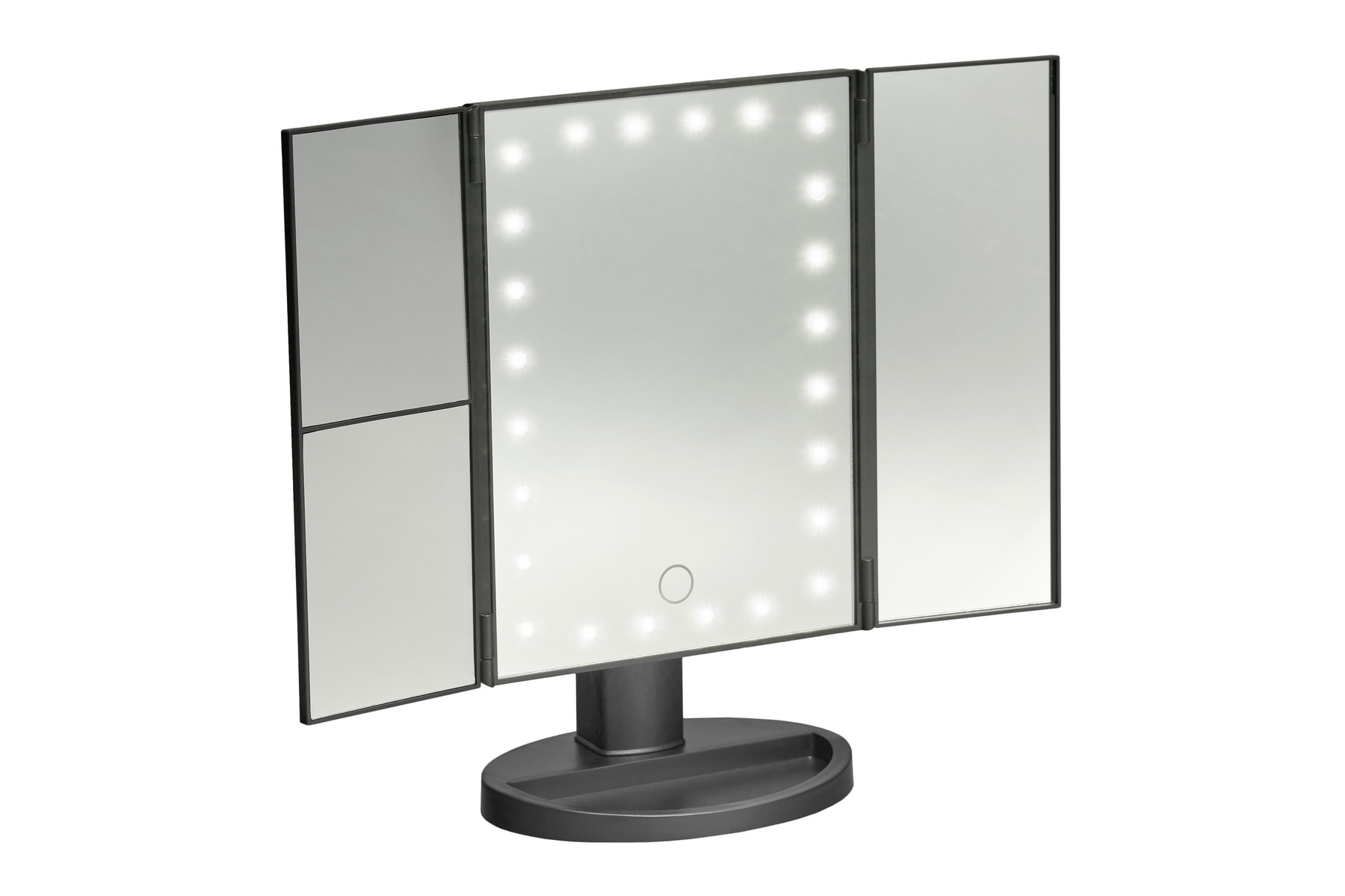 Настольное 3D зеркало с подсветкой и с увеличением для макияжа, раскладное, 24 LED лампы фото 1